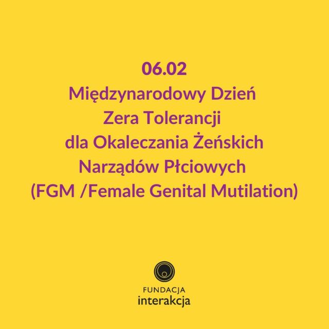 06.02 - Międzynarodowy Dzień Zera Tolerancji dla Okaleczania Żeńskich Narządów Płciowych (FGM /Female Genital Mutilation)
Treść w komentarzu do posta
Wesprzyj działania Fundacji Interakcja i przekaż nam 1,5 % podatku: wypełniając PIT, wpisz KRS: 0000507234 oraz koniecznie Cel Szczegółowy: 35955.
#interpłciowość #zróżnicowanecechypłciowe #prawaczłowieka #endIGM #endFGM